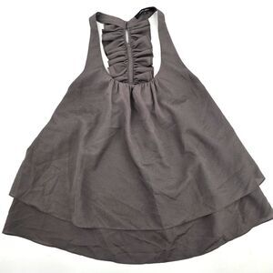 Naked Zebra Gray Sleeveless Top with Ruched Back Size M